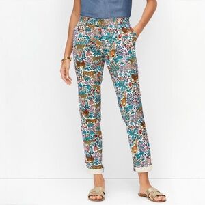 {Talbots} "Relaxed Chino in Jungle Print" Short Petite Slim Straight Leg Pants